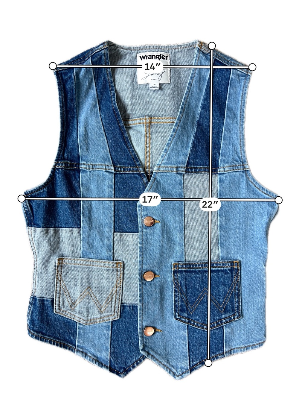 Denim Button Detail with Crystal-Stud Logo - Bright Blue - Picture 3 of 7